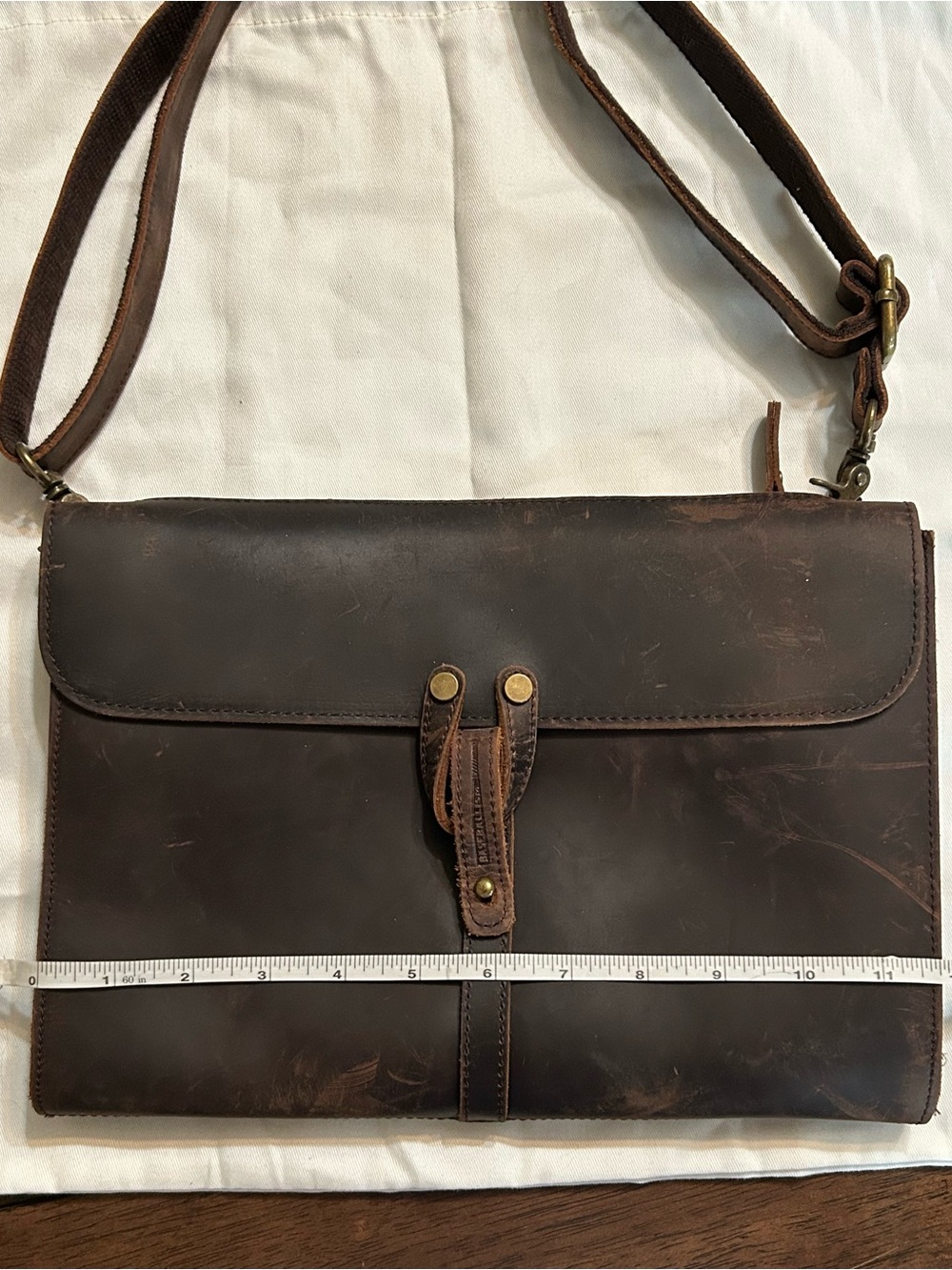 Leather Crossbody Bag in Dark Brown - Classic Women's Shoulder Bag - Picture 3 of 11